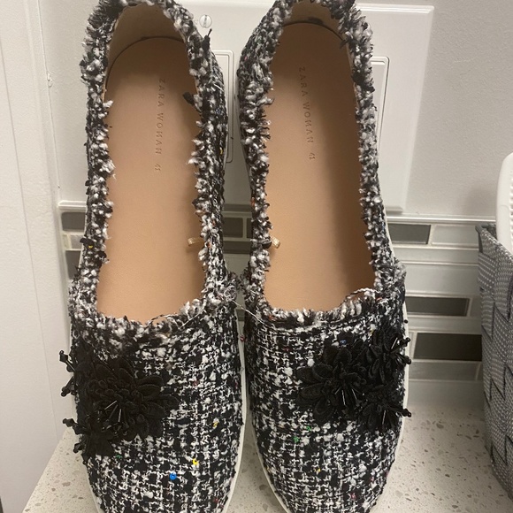 Zara Tweed Slip On Sneakers - Picture 2 of 3